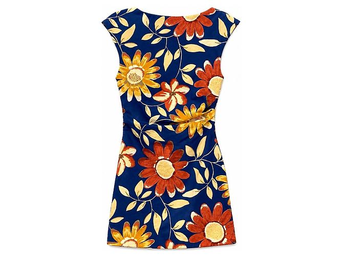 Robe mini froncée à imprimé floral bleu Sézane Rouge Jaune - vue 2