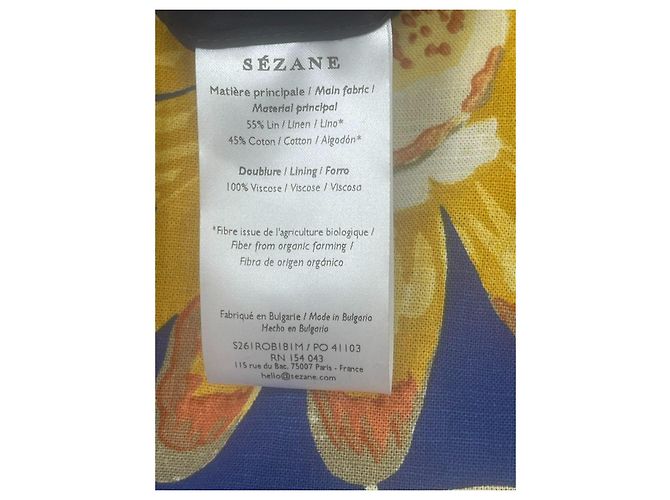Robe mini froncée à imprimé floral bleu Sézane Rouge Jaune - vue 3