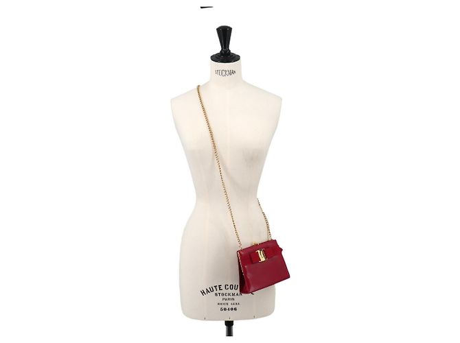 Borsa a Spalla Vara Chain Salvatore Ferragamo Rosso - vista 10