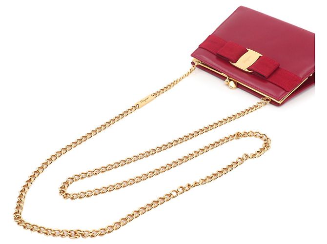 Borsa a Spalla Vara Chain Salvatore Ferragamo Rosso - vista 5