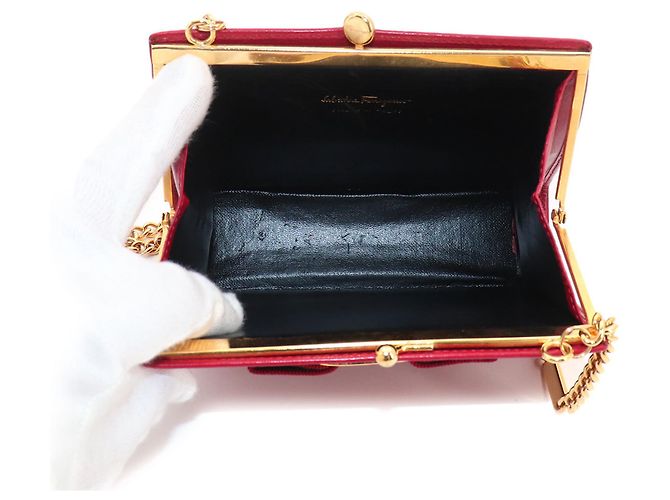 Borsa a Spalla Vara Chain Salvatore Ferragamo Rosso - vista 6