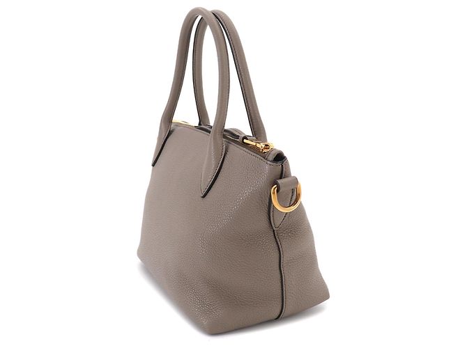 Borsa a mano in pelle grigia Prada Marrone - vista 4