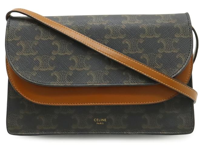 Céline Clutch con tracolla Celine Triomphe Marrone scuro - vista 2
