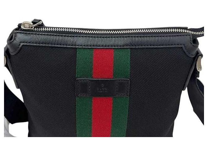 Borsa a tracolla Gucci in tela nera e pelle Nero - vista 10
