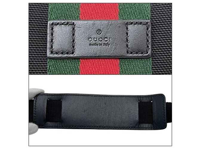 Borsa a tracolla Gucci in tela nera e pelle Nero - vista 6
