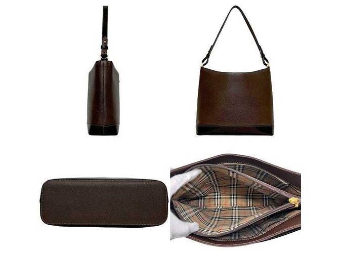 Borsa a tracolla in pelle marrone Burberry - vista 3