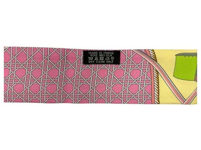 Lenço Twilly Hermès rosa e amarelo - vista 5