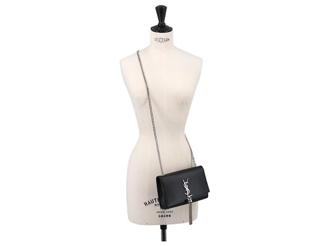 Borsa a Spalla con Catena Saint Laurent Kate Small Nero - vista 10