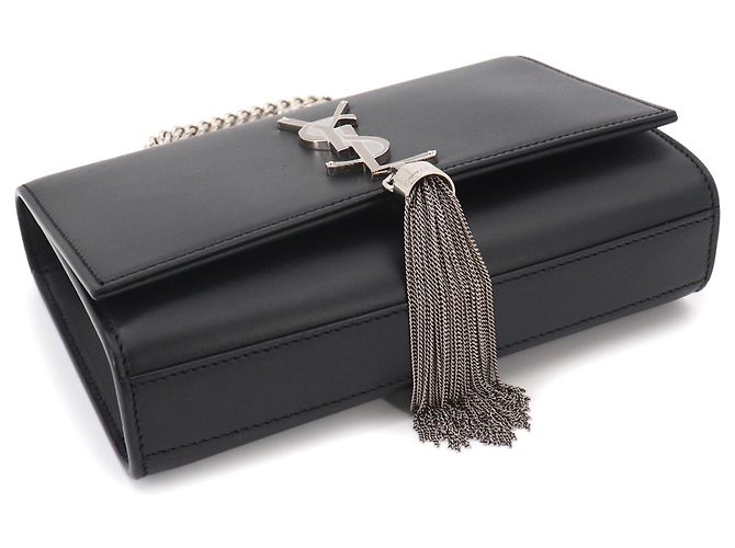 Borsa a Spalla con Catena Saint Laurent Kate Small Nero - vista 4