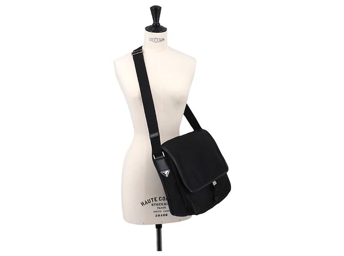 Prada Messenger Bag aus Nylon und Saffiano-Leder Schwarz - Ansicht 10