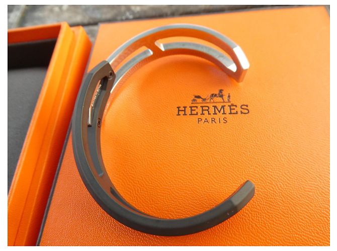 Bracciale Hermès in metallo spazzolato e PVD nero opaco taglia 4 Argento - vista 2