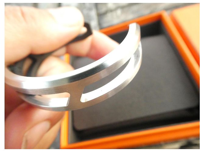 Bracciale Hermès in metallo spazzolato e PVD nero opaco taglia 4 Argento - vista 8