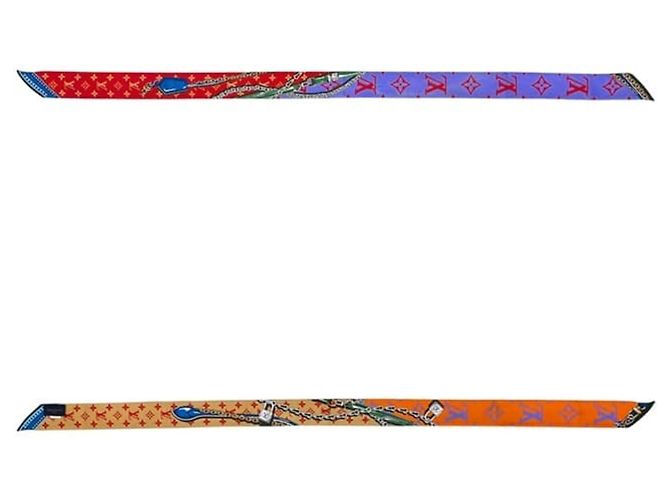 Louis Vuitton Monogram Seidenschal Rot Blau Orange - Ansicht 4