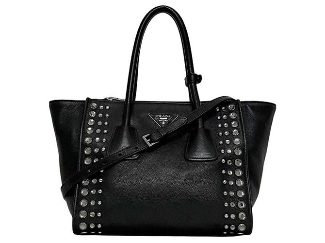 Borsa in pelle nera Prada 2 in 1 Nero - vista 2