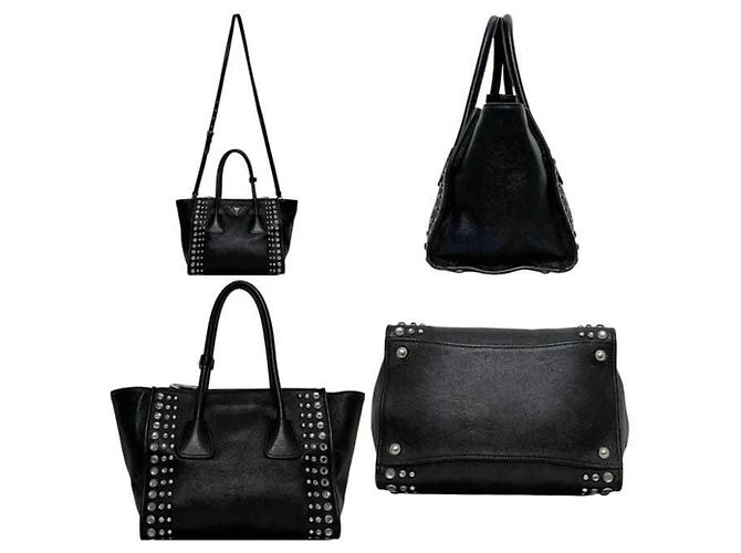 Borsa in pelle nera Prada 2 in 1 Nero - vista 3