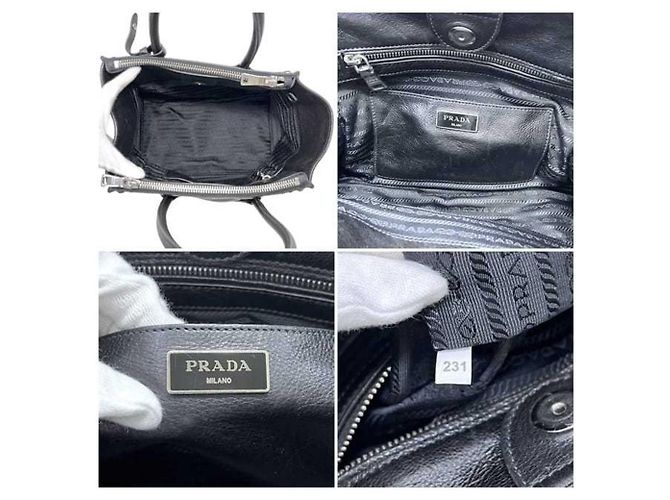 Borsa in pelle nera Prada 2 in 1 Nero - vista 4