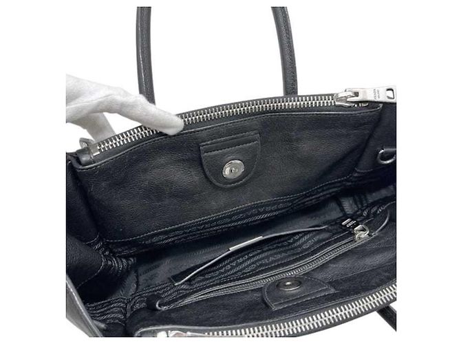 Borsa in pelle nera Prada 2 in 1 Nero - vista 5