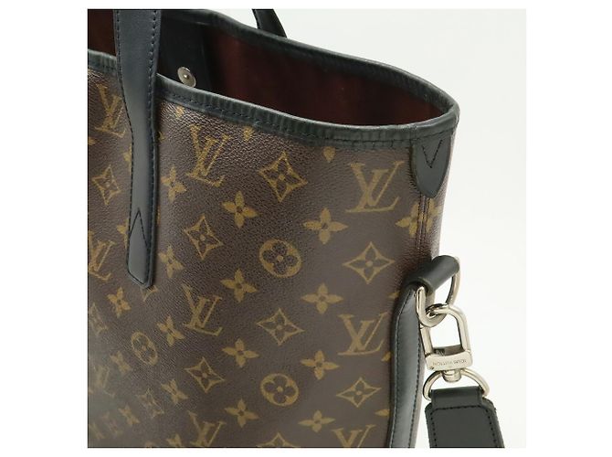 Borsa Tote Louis Vuitton Monogram Macassar Davis Marrone Nero - vista 7