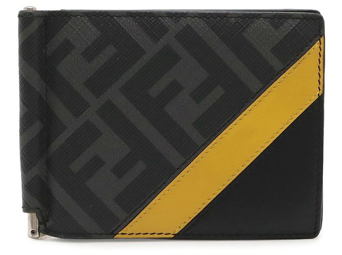 FENDI Bi-fold Wallet mit diagonalem Zucca-Muster Braun Schwarz Gelb - Ansicht 2