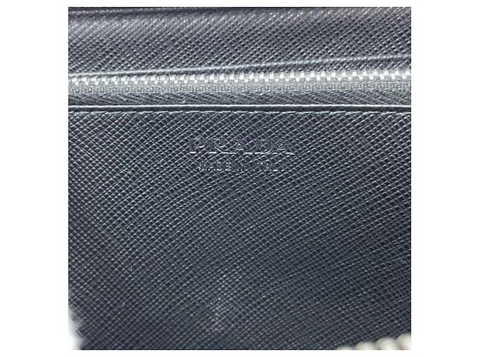 Langer Prada Saffiano Ledergeldbörse Schwarz - Ansicht 6