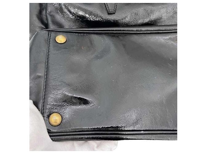 Borsa Tote in vernice nera Yves Saint Laurent Nero - vista 10