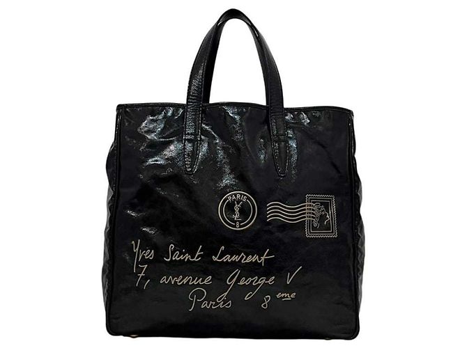 Borsa Tote in vernice nera Yves Saint Laurent Nero - vista 2