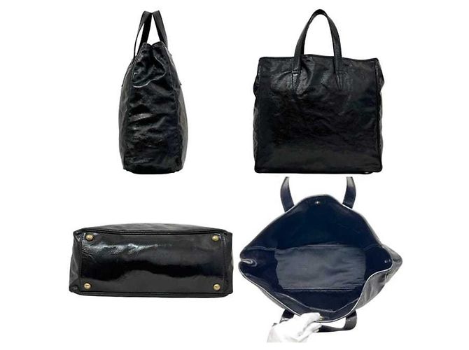 Borsa Tote in vernice nera Yves Saint Laurent Nero - vista 3