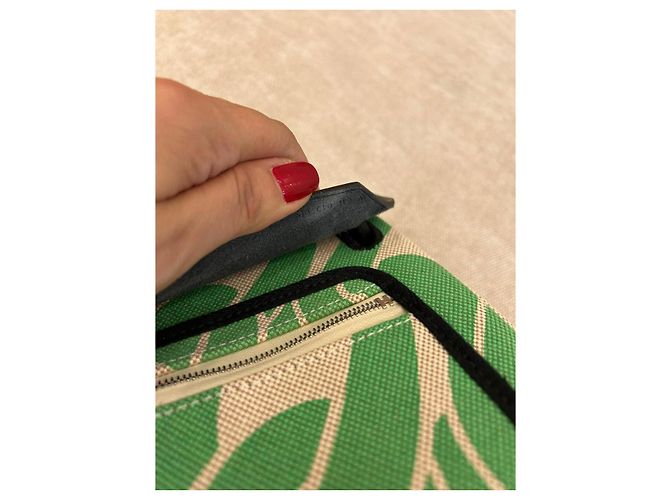 Borsa Hermès Herbag Zip 31 Tela H Plume CC Maillons & Co Nero Beige Verde - vista 10