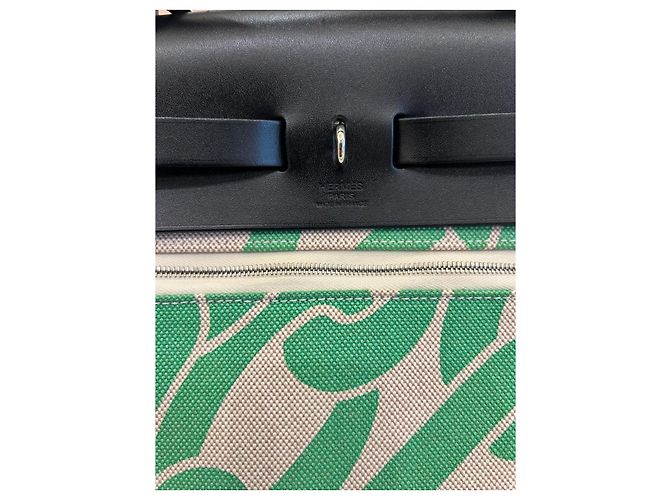 Borsa Hermès Herbag Zip 31 Tela H Plume CC Maillons & Co Nero Beige Verde - vista 5