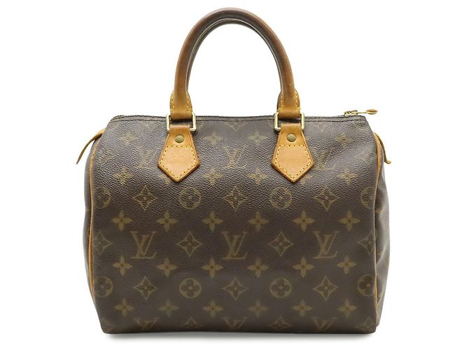 Borsa Louis Vuitton Monogram Speedy 25 Marrone Bianco Monogramma - vista 2