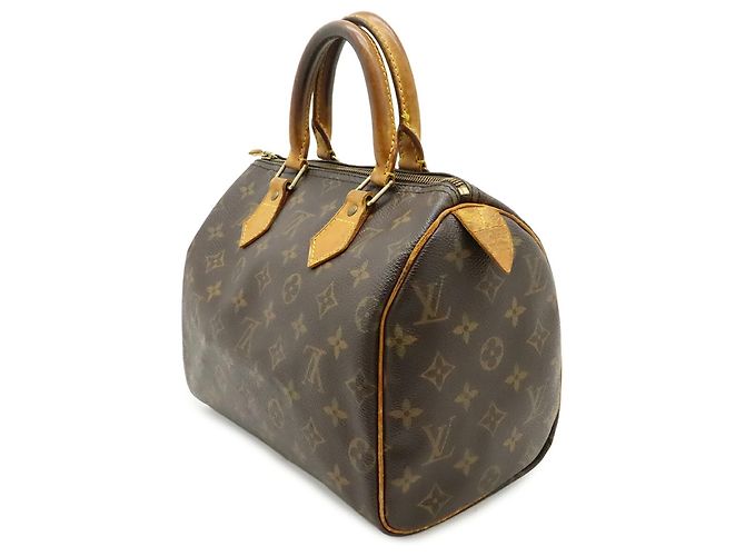 Borsa Louis Vuitton Monogram Speedy 25 Marrone Bianco Monogramma - vista 3