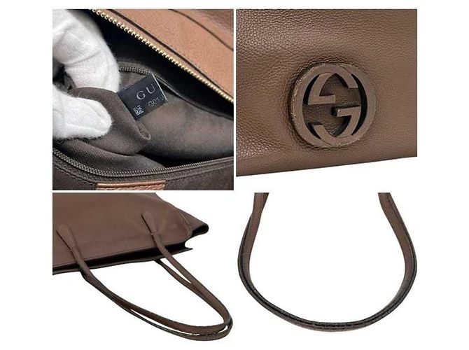 Borsa Tote Gucci in pelle marrone - vista 5