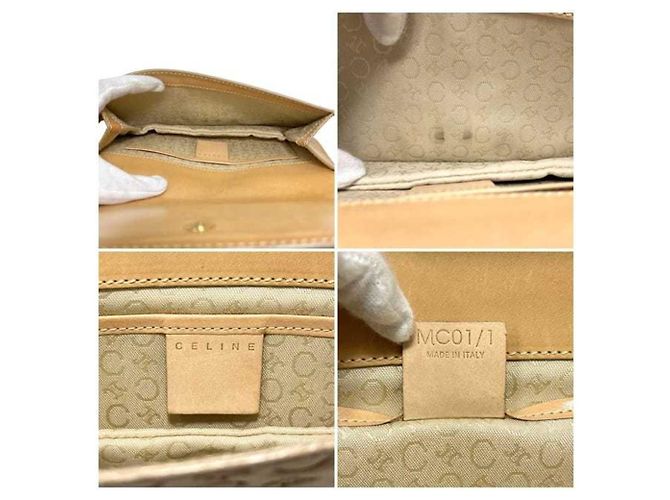 Céline Borsa a tracolla in pelle Macadam Celine Beige - vista 4