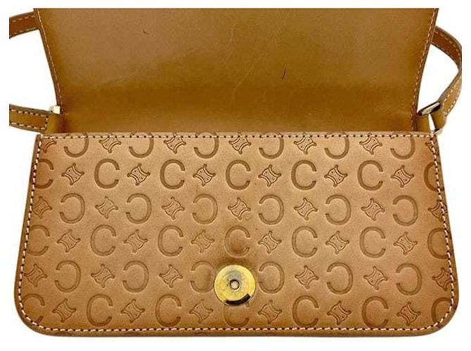 Céline Borsa a tracolla in pelle Macadam Celine Beige - vista 5