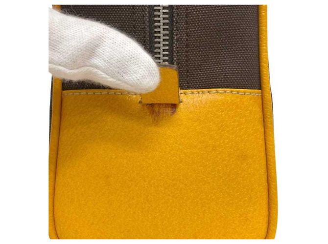 Borsa a mano in tela e pelle Prada Marrone Arancione - vista 11