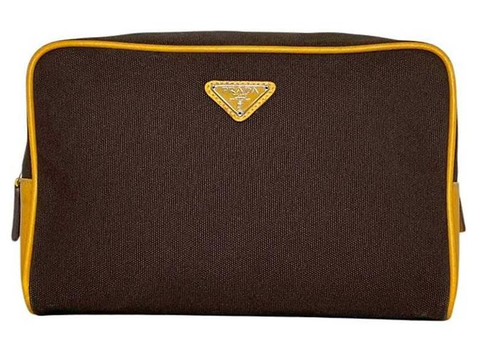 Borsa a mano in tela e pelle Prada Marrone Arancione - vista 2