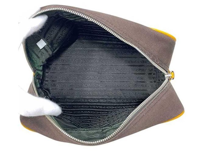 Borsa a mano in tela e pelle Prada Marrone Arancione - vista 4