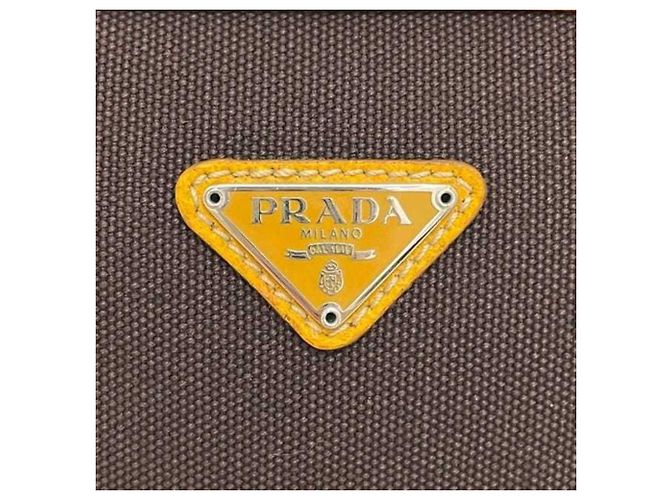 Borsa a mano in tela e pelle Prada Marrone Arancione - vista 8