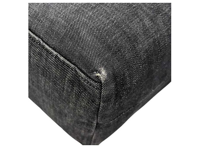 Borsa a tracolla in denim e pelle grigio e nero Prada Marrone - vista 9