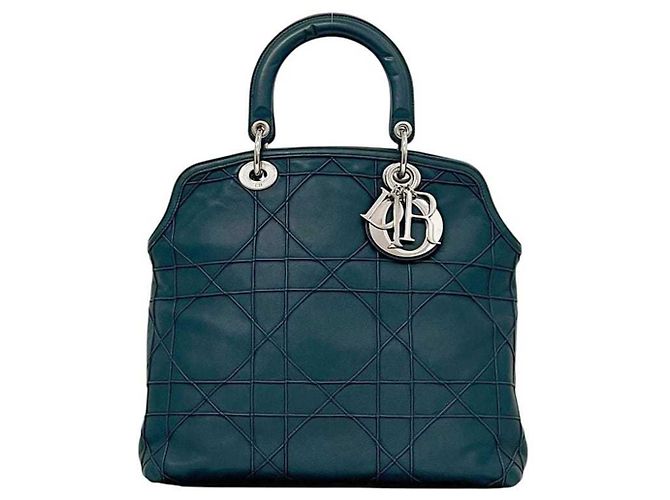 Borsa Tote Christian Dior Granville Blu Verde - vista 2