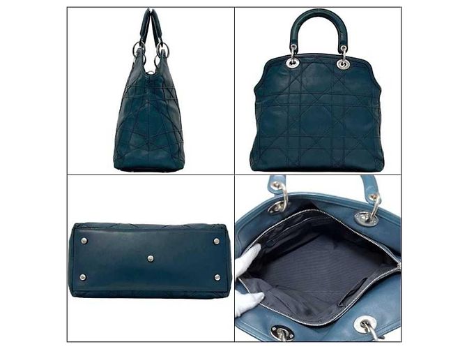 Borsa Tote Christian Dior Granville Blu Verde - vista 3