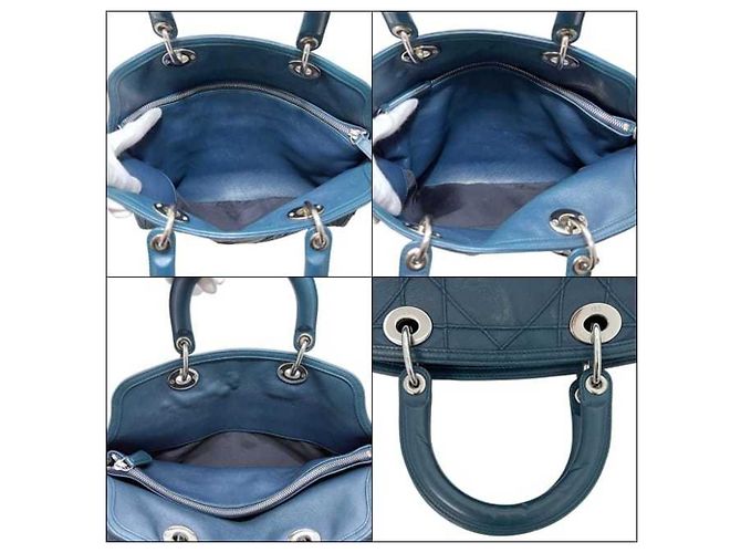 Borsa Tote Christian Dior Granville Blu Verde - vista 4