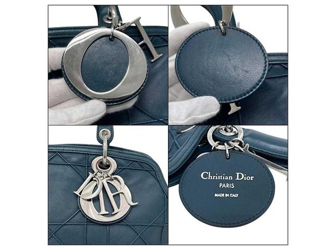 Borsa Tote Christian Dior Granville Blu Verde - vista 7