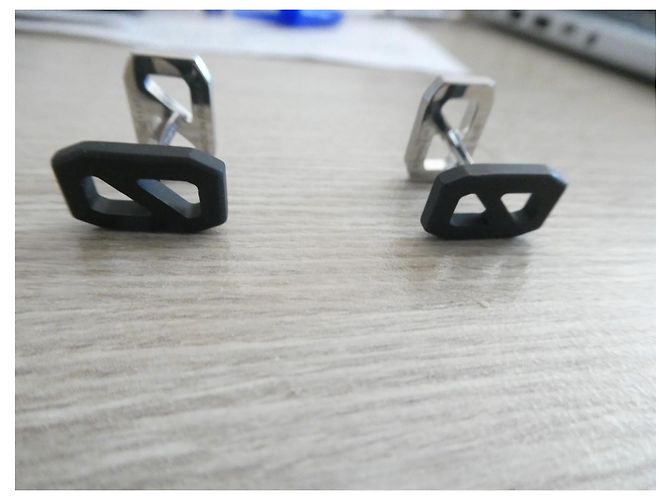 Gemelli Hermès in acciaio argentato spazzolato e PVD nero opaco, nuovo Silver hardware - vista 2