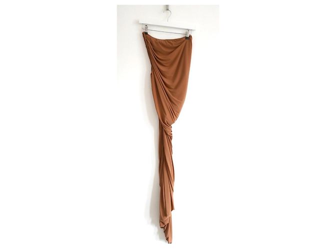 Robe midi drapée à une épaule Diana de Norma Kamali Marron - vue 3
