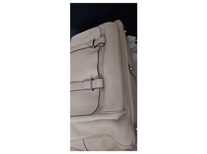 Hermès Borsa da viaggio in pelle beige - vista 3