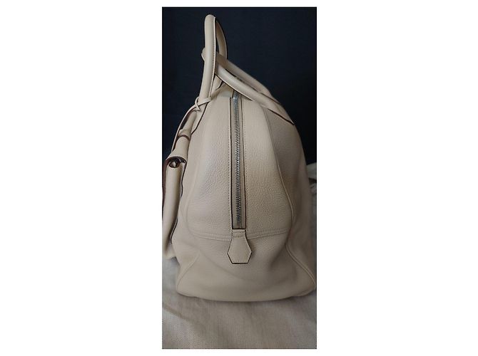 Hermès Borsa da viaggio in pelle beige - vista 5