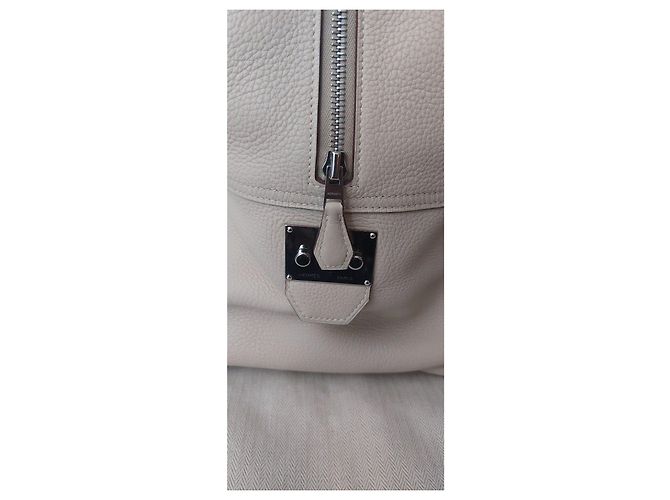 Hermès Borsa da viaggio in pelle beige - vista 6