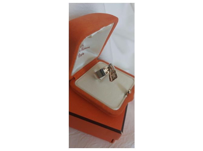 Anello Hermès Kelly in Argento e Oro Rosa Silver hardware Gold hardware - vista 2