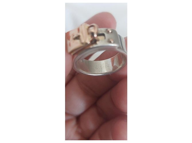Anello Hermès Kelly in Argento e Oro Rosa Silver hardware Gold hardware - vista 4